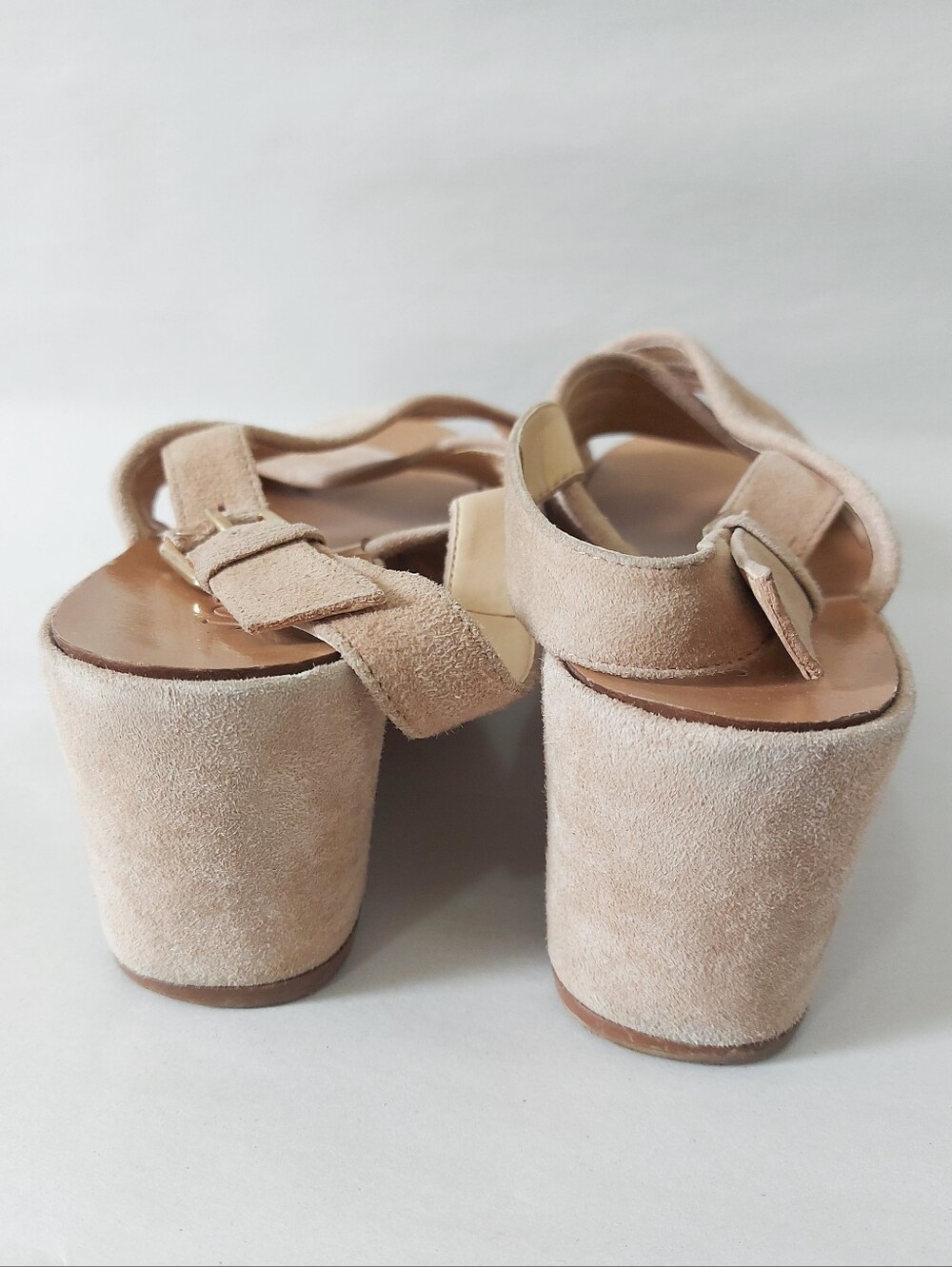 J.Crew Women Darcy Beige Suede Leather Slingback Wedge Sandals Size 8 Comfort - Picture 6 of 14
